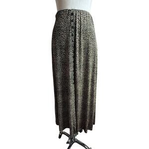 Susan Lawrence Leopard Print Maxi Skirt Stretch Waist Size L